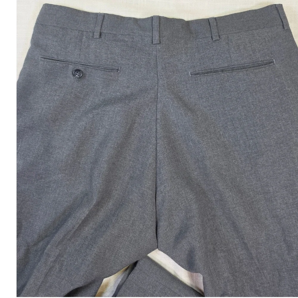 Vintage Sears Perma-Prest Flexslax Gray Wool Blend Dress Pants Mens 34x30 USA